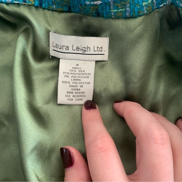 Y2K Laura Leigh Blue Tweed Blazer Size 4 - Picture 5 of 5